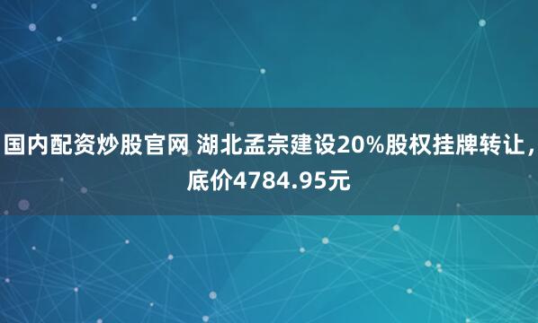 国内配资炒股官网 湖北孟宗建设20%股权挂牌转让，底价4784.95元